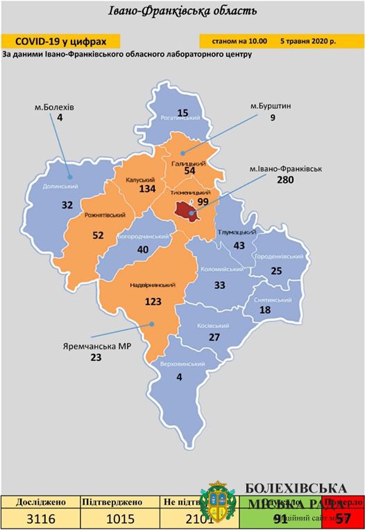 Інформація про COVID-19 в Івано-Франківській області станом на 5 травня (інфографіка)