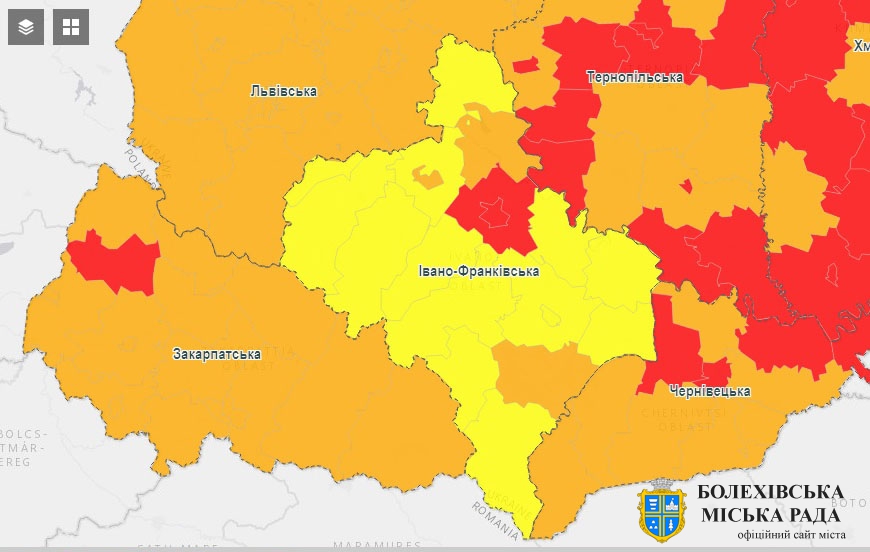 В Україні оновили зони карантину: Болехів у «жовтій»