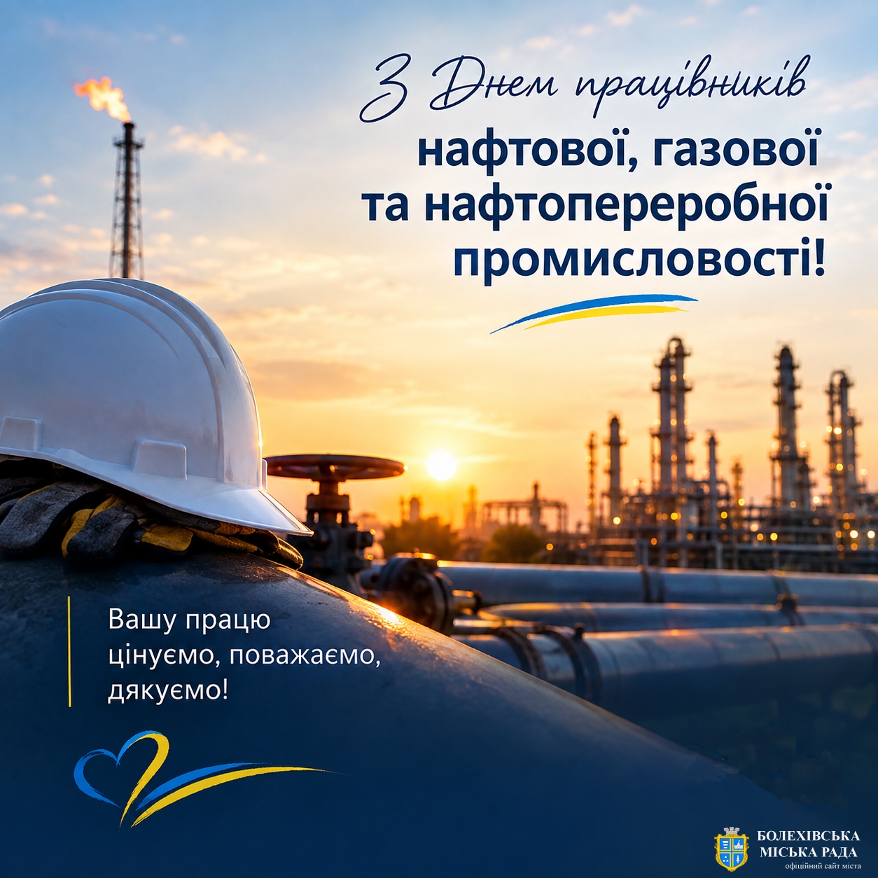 Привітання міського голови Івана Яцинина з Днем працівників нафтової, газової та нафтопереробної промисловості